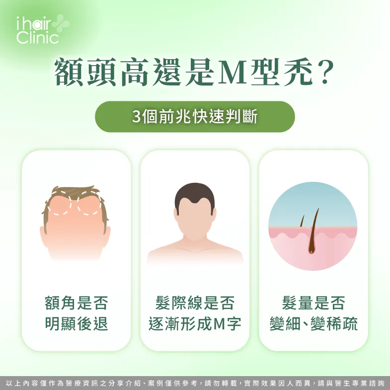 額頭高還是M型禿?3個掉髮前兆判斷重點 額頭高還是M型禿-M型禿植髮
