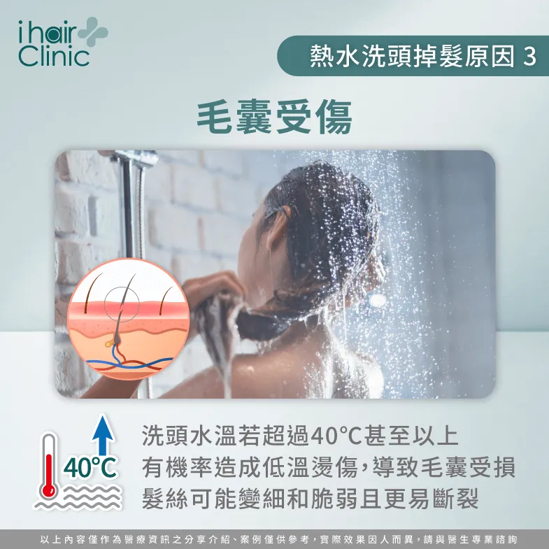 水溫過高導致毛囊低溫燙傷-熱水洗頭掉髮