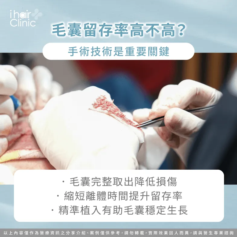 影響毛囊留存率的關鍵:植髮技術與操作細節 影響留存率關鍵-植髮毛囊留存率