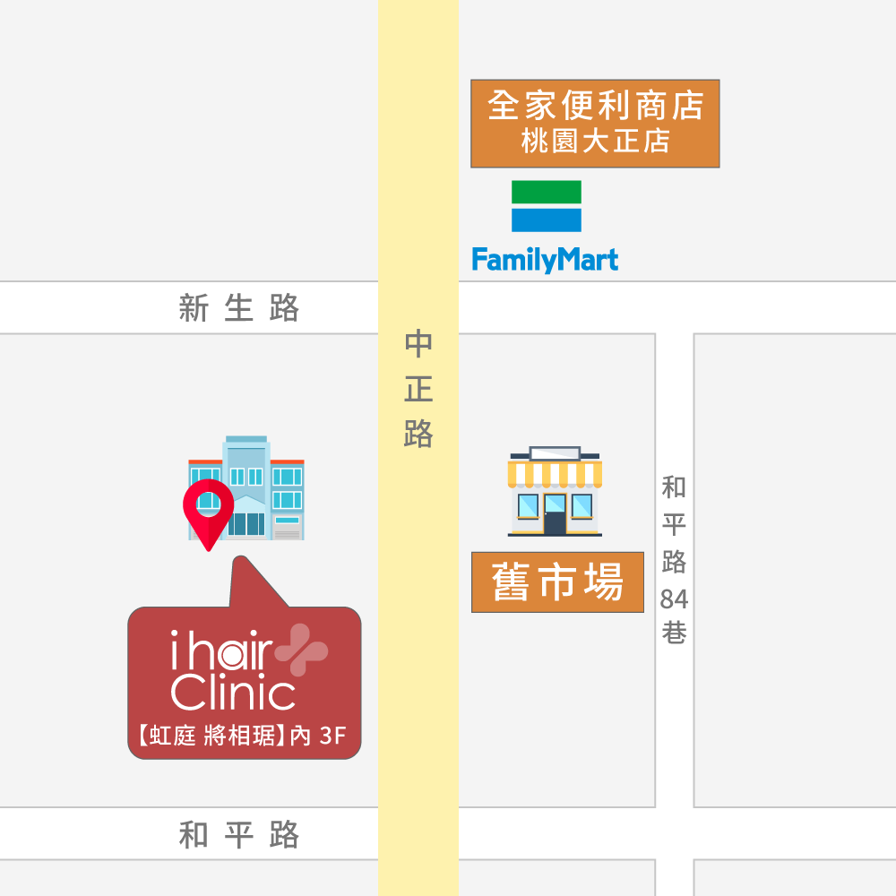ihair風華御髮桃園店位於桃園區中正路,鄰近朝陽森林公園 桃園植髮診所-桃園植髮診所推薦